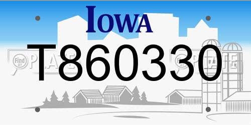 T860330 Iowa License Plate