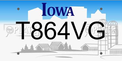 T864VG Iowa License Plate