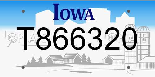 T866320 Iowa License Plate