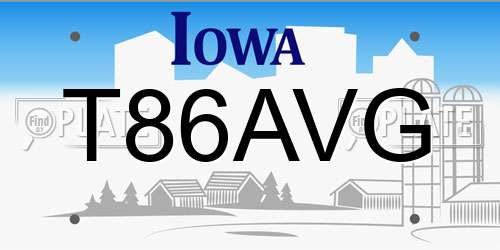 T86AVG Iowa License Plate