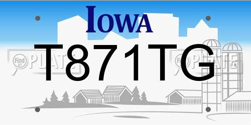 T871TG Iowa License Plate