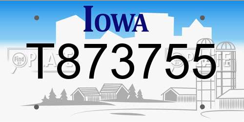 T873755 Iowa License Plate