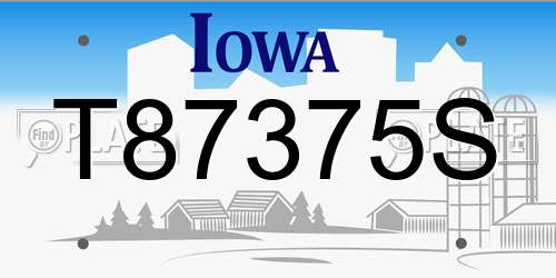 T87375S Iowa License Plate