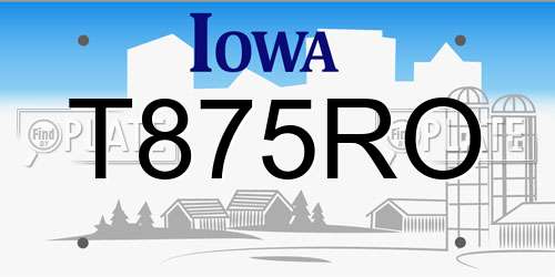 T875RO Iowa License Plate