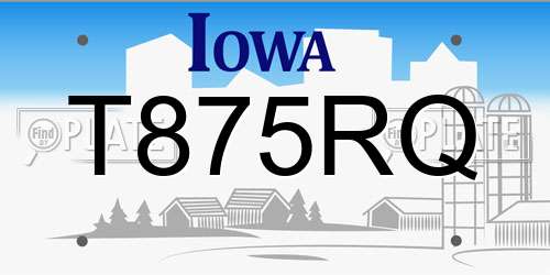 T875RQ Iowa License Plate