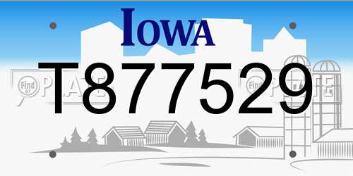 T877529 Iowa License Plate