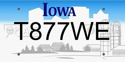 T877WE Iowa License Plate