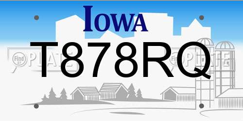 T878RQ Iowa License Plate