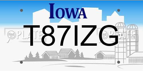 T87IZG Iowa License Plate