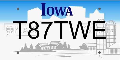 T87TWE Iowa License Plate
