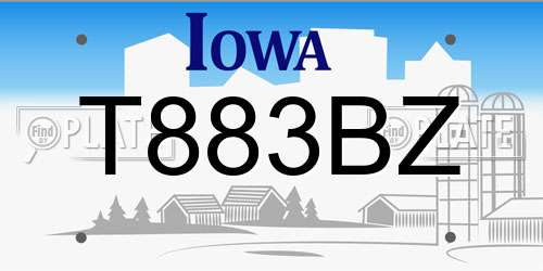 T883BZ Iowa License Plate
