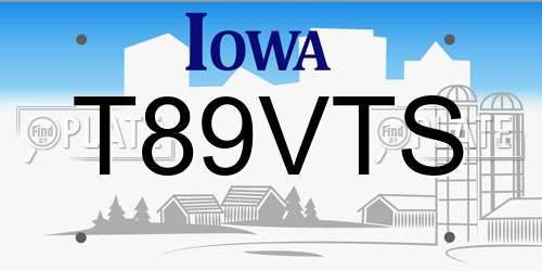T89VTS Iowa License Plate