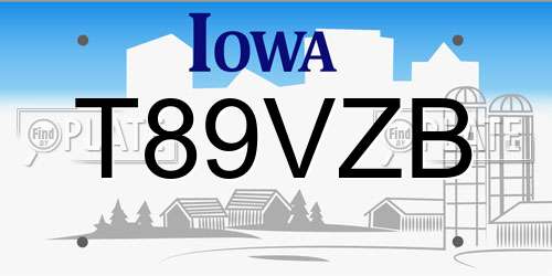 T89VZB Iowa License Plate