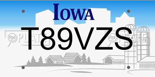 T89VZS Iowa License Plate