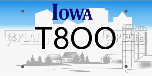 T8OO Iowa License Plate