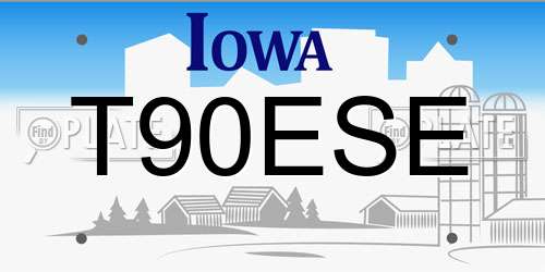 T90ESE Iowa License Plate