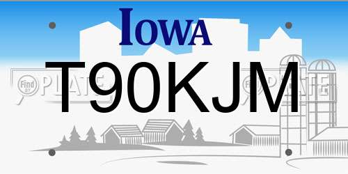 T90KJM Iowa License Plate