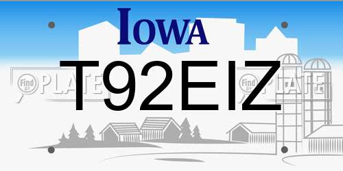 T92EIZ Iowa License Plate