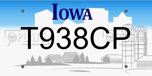 T938CP Iowa License Plate