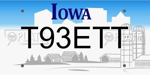 T93ETT Iowa License Plate
