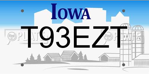 T93EZT Iowa License Plate