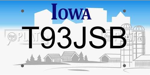 T93JSB Iowa License Plate