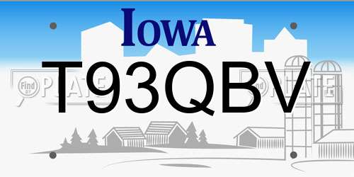 T93QBV Iowa License Plate