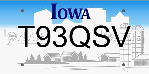 T93QSV Iowa License Plate