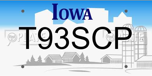 T93SCP Iowa License Plate