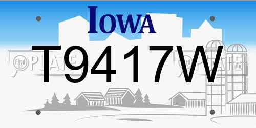 T9417W Iowa License Plate