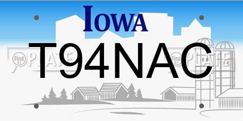 T94NAC Iowa License Plate