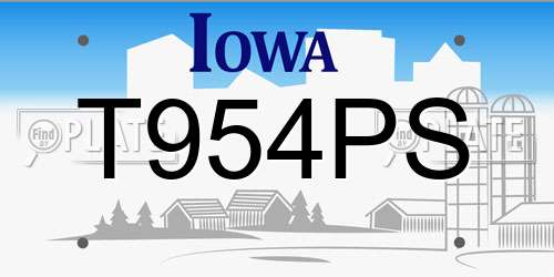 T954PS Iowa License Plate