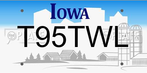 T95TWL Iowa License Plate