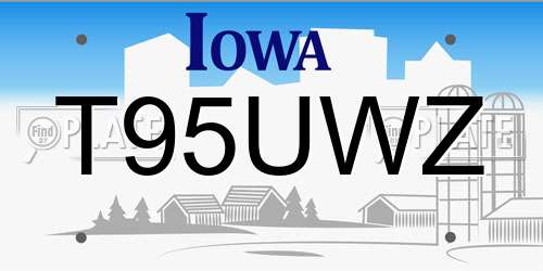 T95UWZ Iowa License Plate
