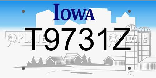 T9731Z Iowa License Plate
