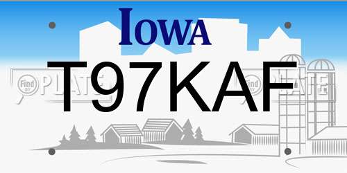 T97KAF Iowa License Plate