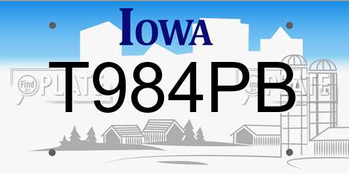 T984PB Iowa License Plate