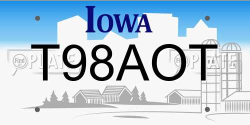 T98AOT Iowa License Plate