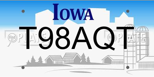 T98AQT Iowa License Plate