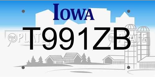 T991ZB Iowa License Plate