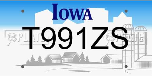 T991ZS Iowa License Plate