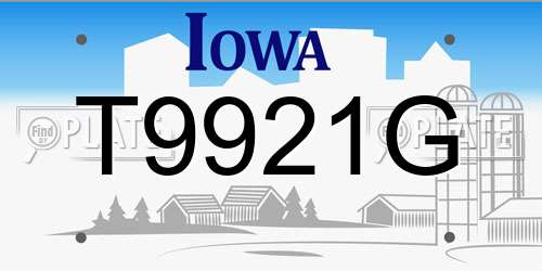 T9921G Iowa License Plate