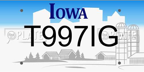 T997IG Iowa License Plate
