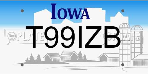 T99IZB Iowa License Plate