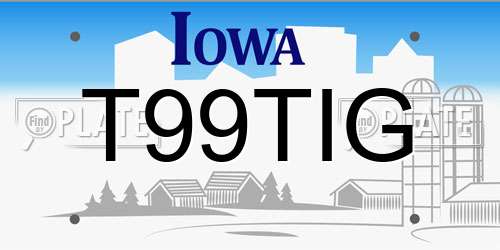 T99TIG Iowa License Plate