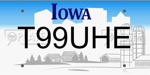T99UHE Iowa License Plate