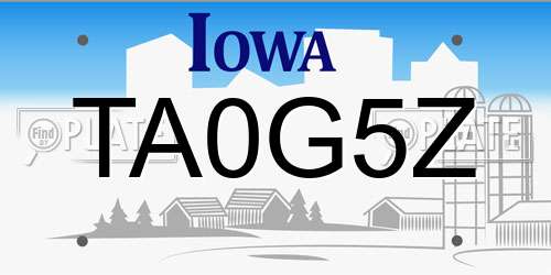 TA0G5Z Iowa License Plate