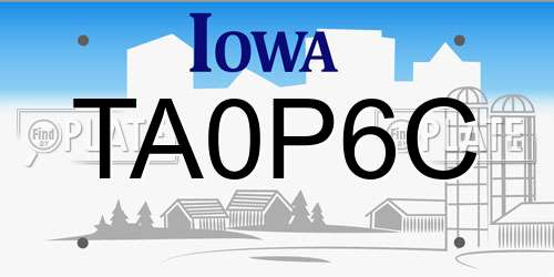 TA0P6C Iowa License Plate