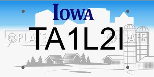 TA1L2I Iowa License Plate