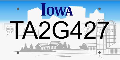 TA2G427 Iowa License Plate